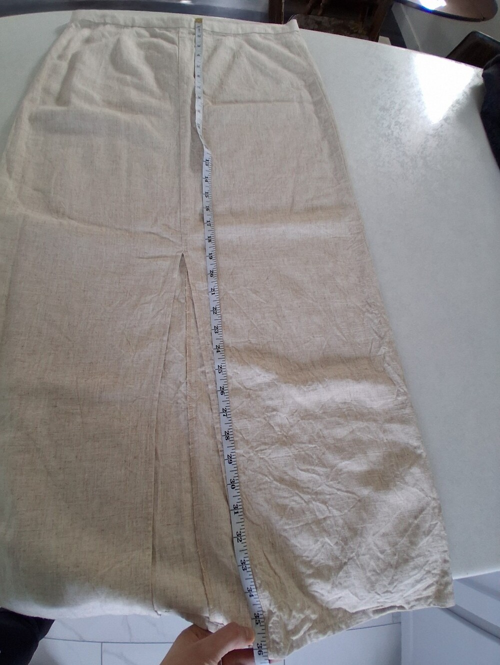 Divided/ Neutral Beige Linen Or Linen Blend Maxi Skirt/ Estimated fit: US S/M - Picture 6 of 8